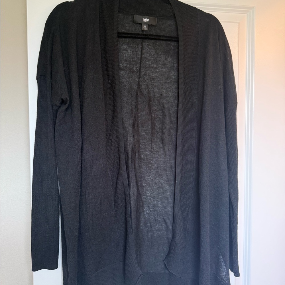 Black Open Front Cardigan Sweater
